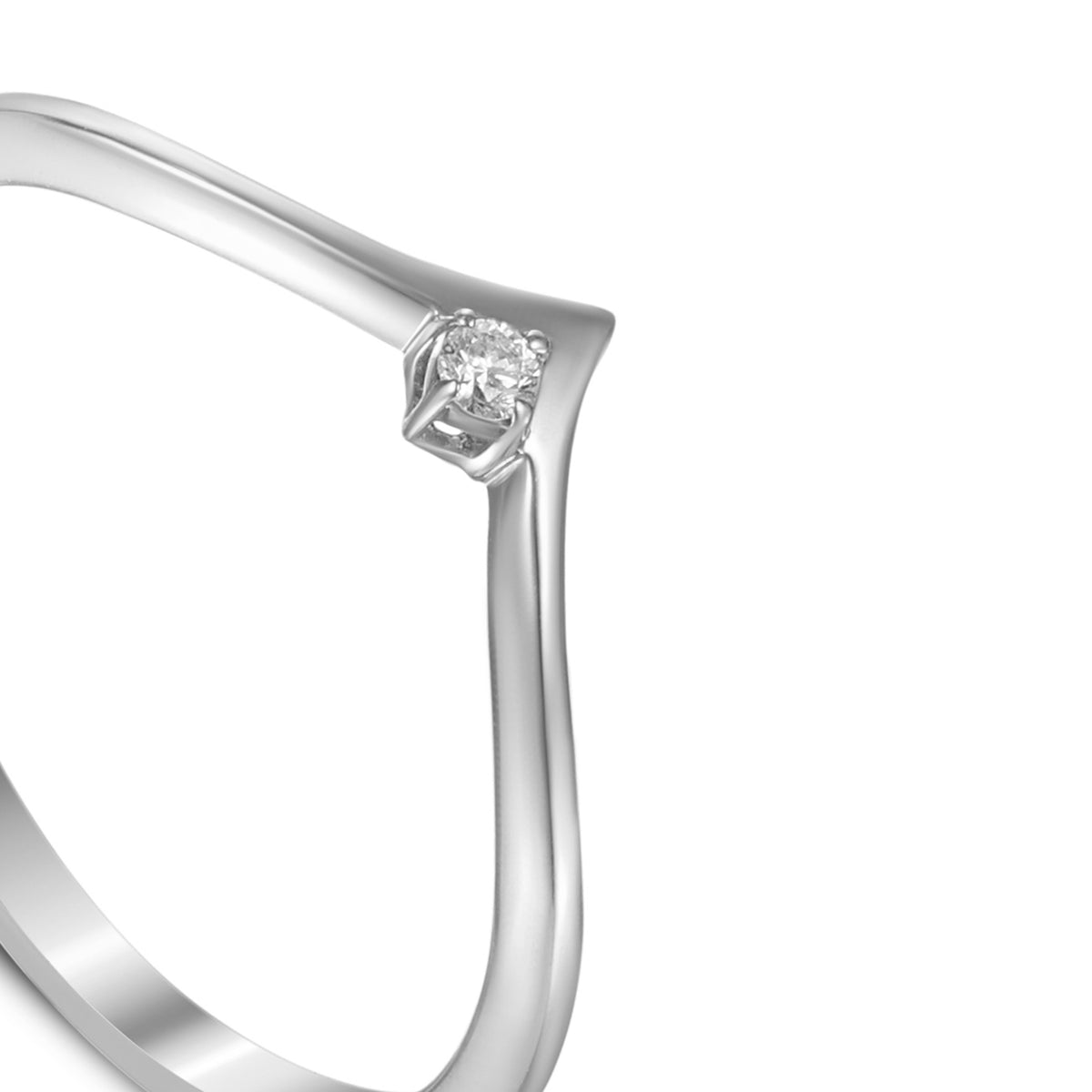 18K White Gold Diamond Ring With Minimal Modern Design - S-R583S