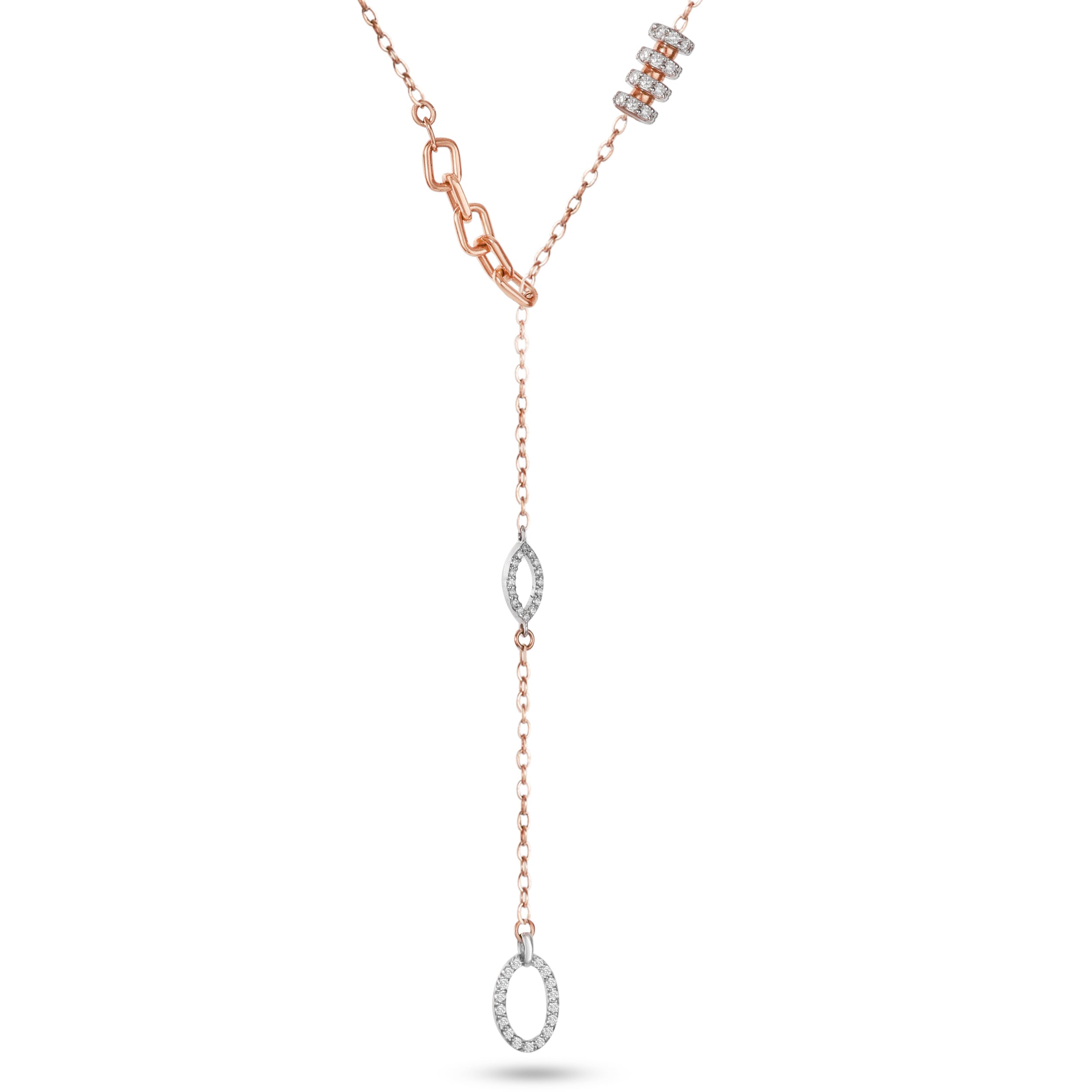 18K Rose Gold Modern Drop Diamond Necklace - S-N109SB