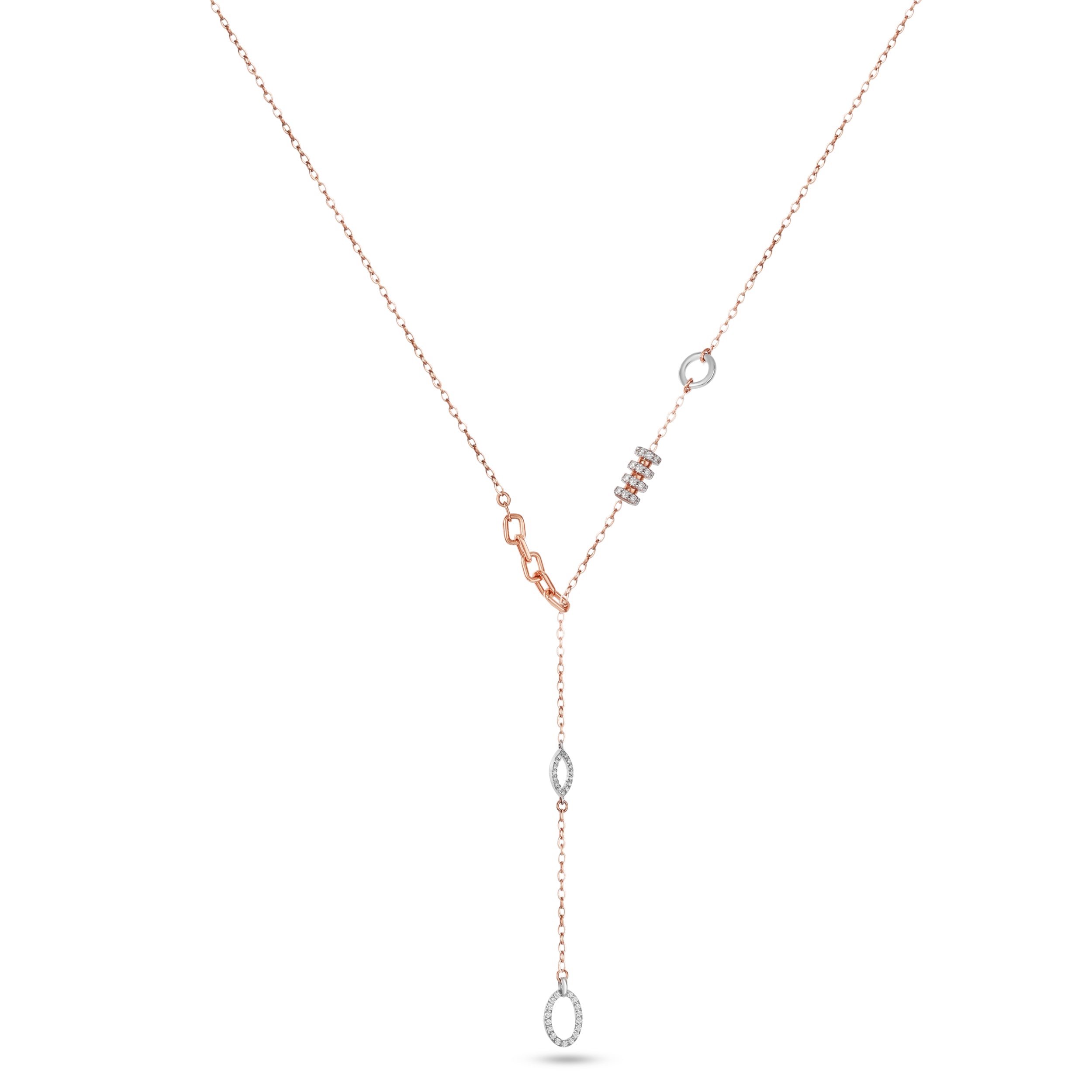 18K Rose Gold Modern Drop Diamond Necklace - S-N109SB