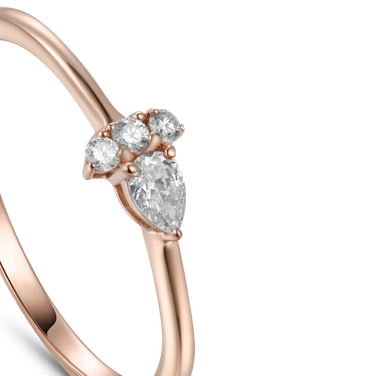 18K Rose Gold Pear Diamond Cluster Accent Ring - S-R697S