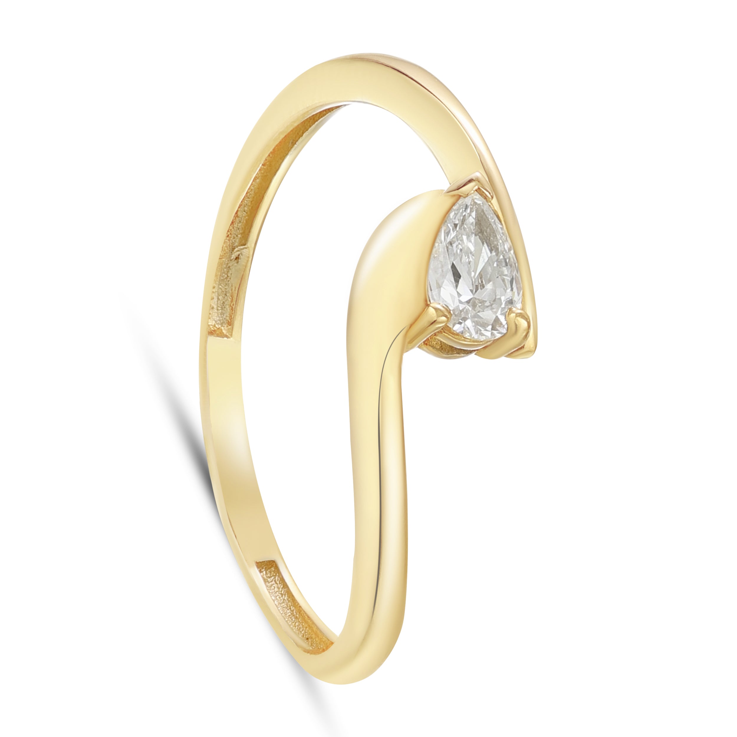 18K Yellow Gold Pear Diamond Contemporary Ring - S-R533X