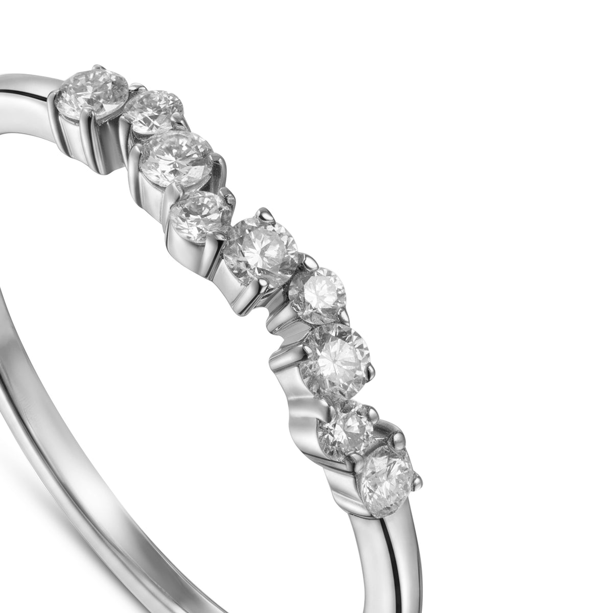 18K White Gold Round Diamond Half Eternity Ring - S-R701S