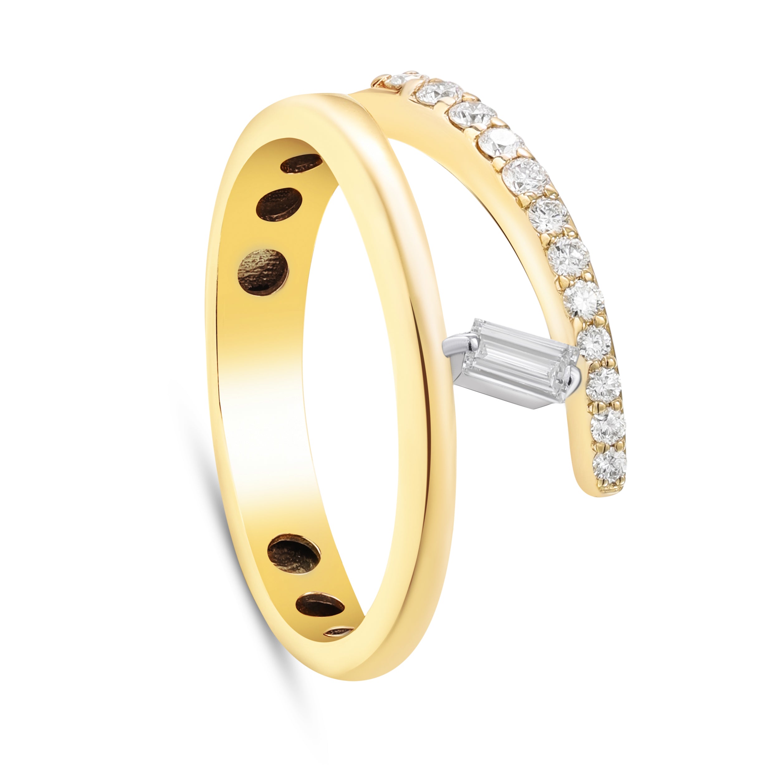 18K Yellow Gold Minimal Diamond Open Ring - S-R536X