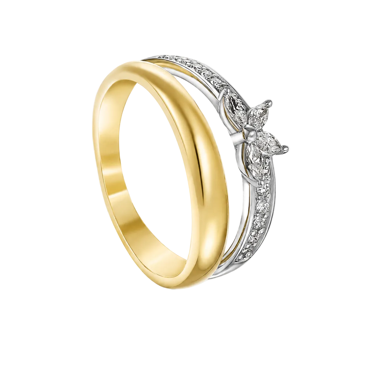 18K Yellow And White Gold Marquise Diamond Ring - S-R548S