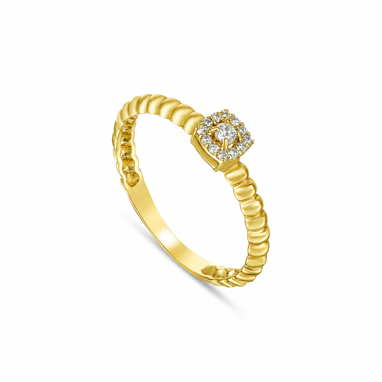 18K Yellow Gold Diamond Ring With Refined Classic Touch - S-R585X