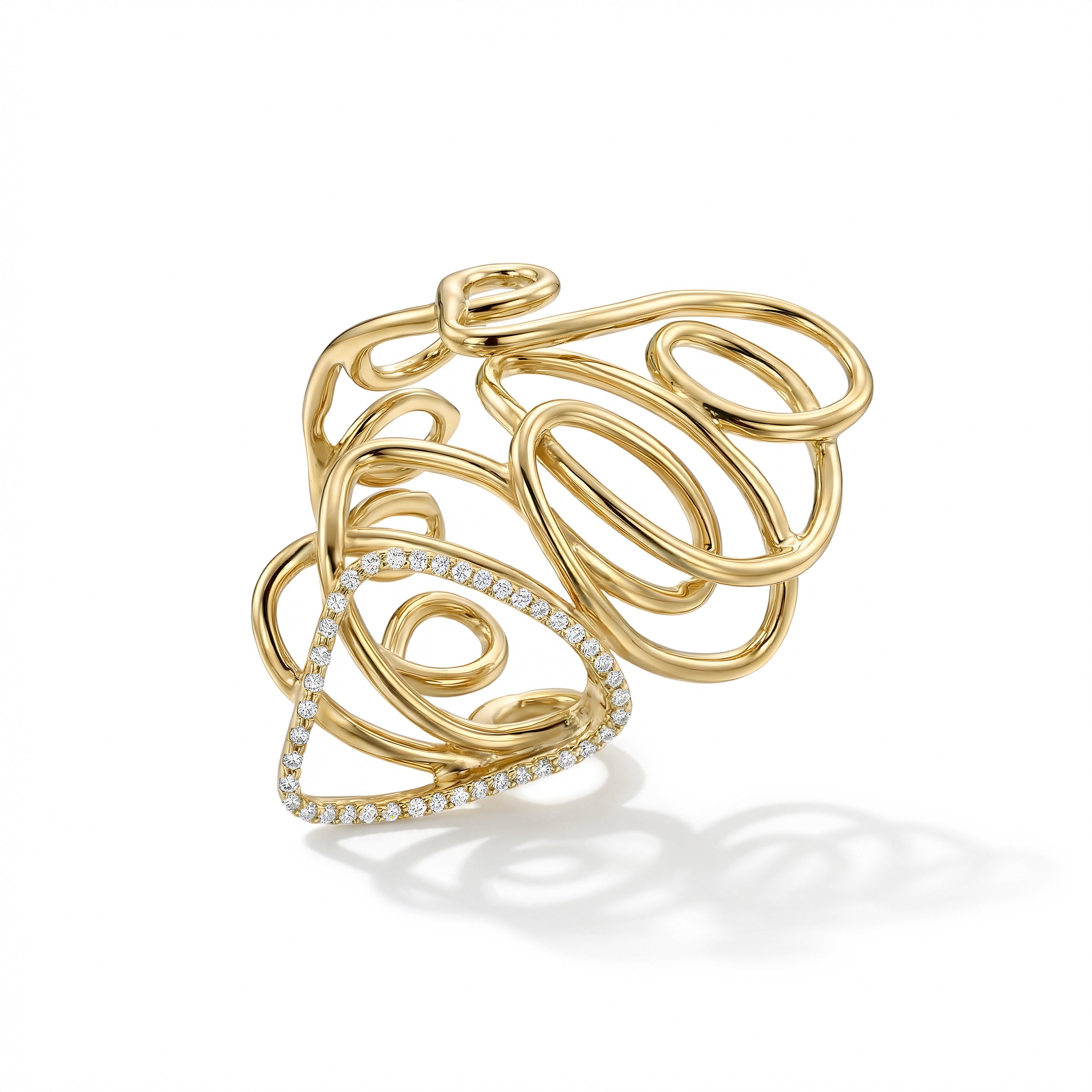 Tirette Dazzling Spirals Ring in Yellow 18K Gold - SIR767B