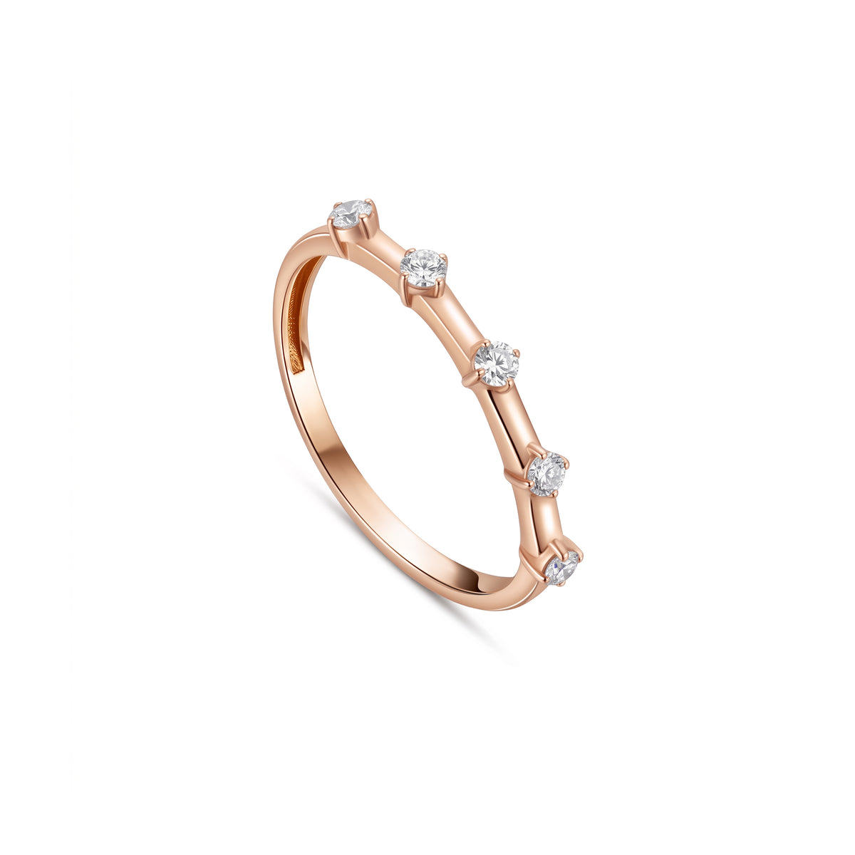 18K Rose Gold Diamond Ring With Minimal Elegant Design - S-R600S