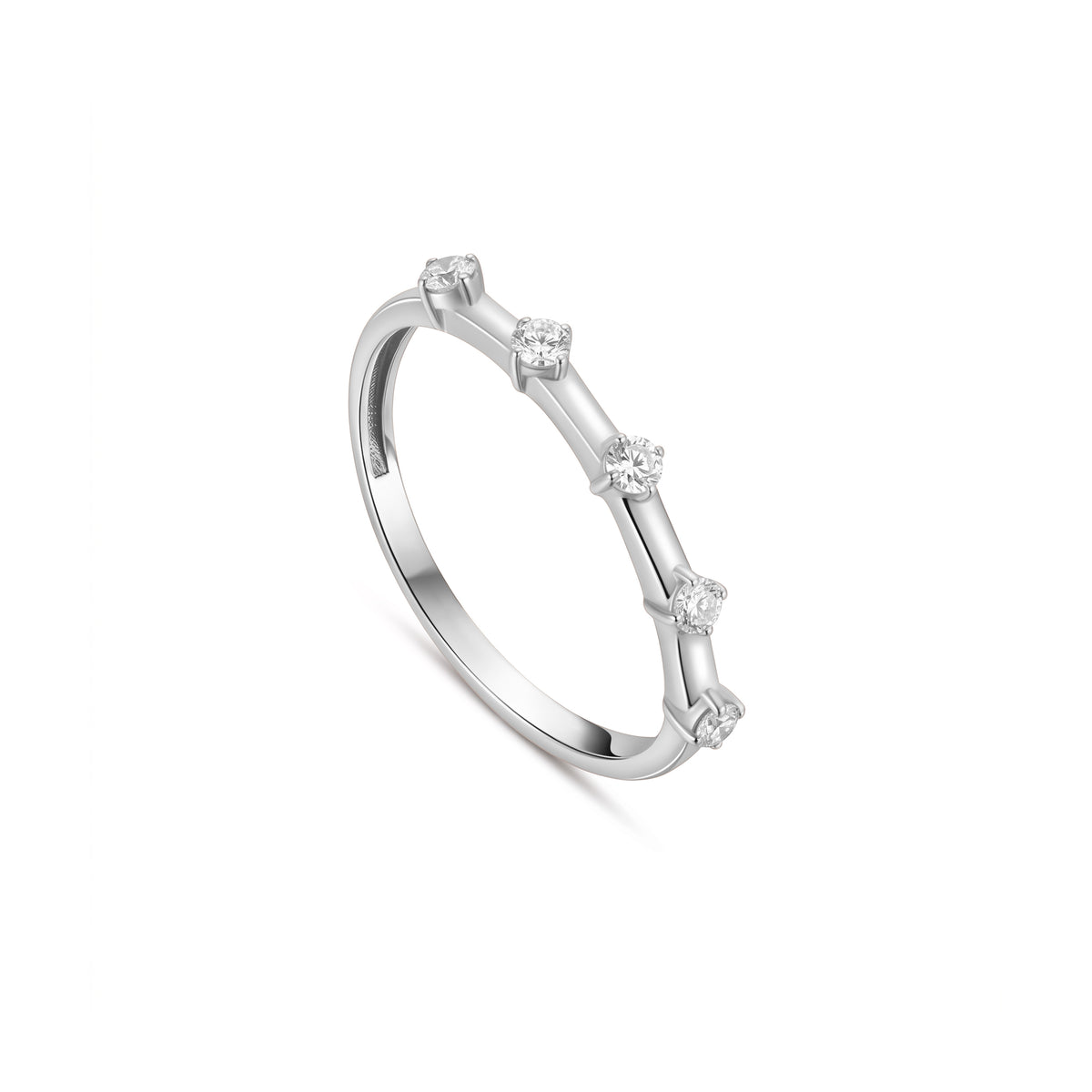 18K White Gold Diamond Ring With Minimal Elegant Design - S-R600S