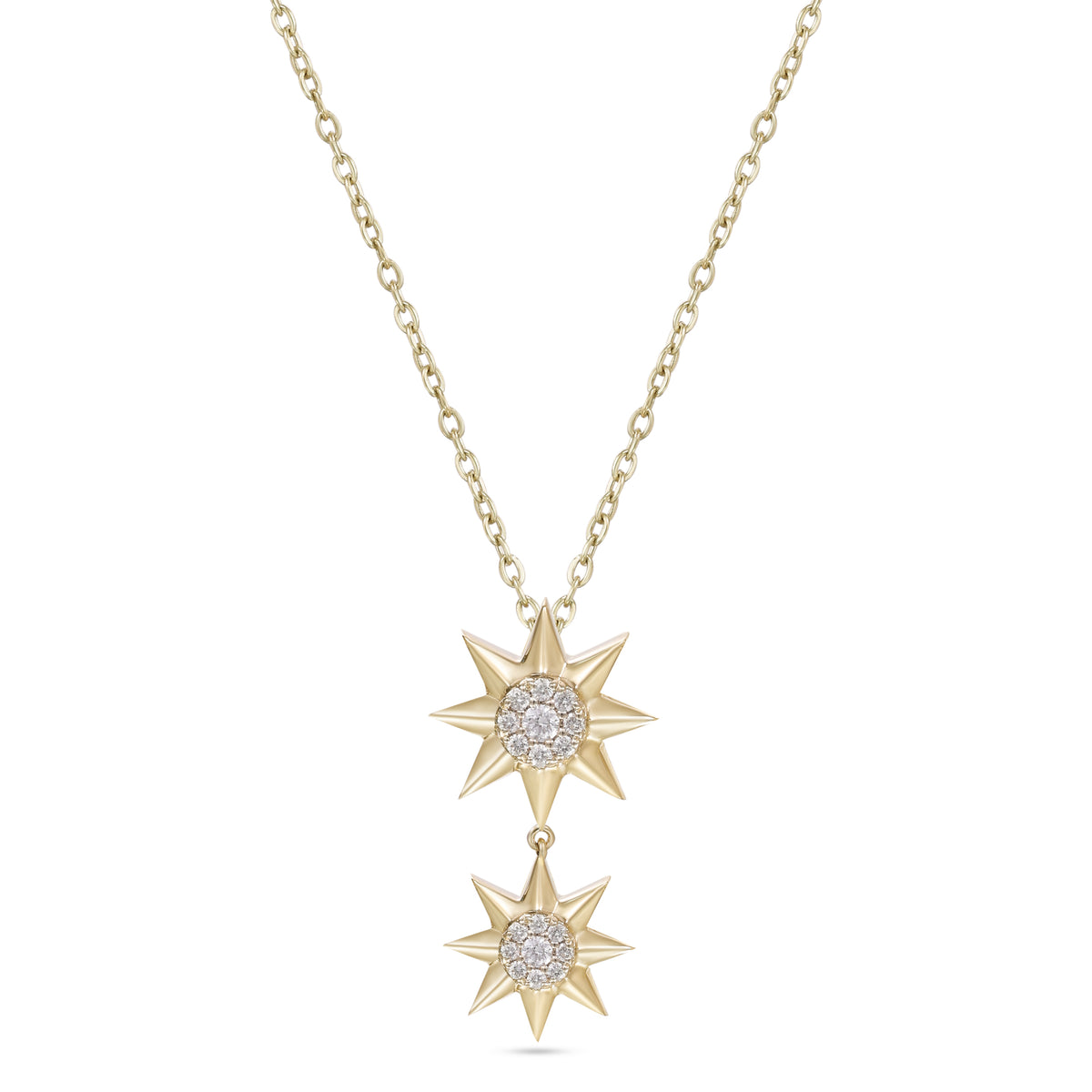 Astria 14K Gold Double Starburst Pendant with Diamonds