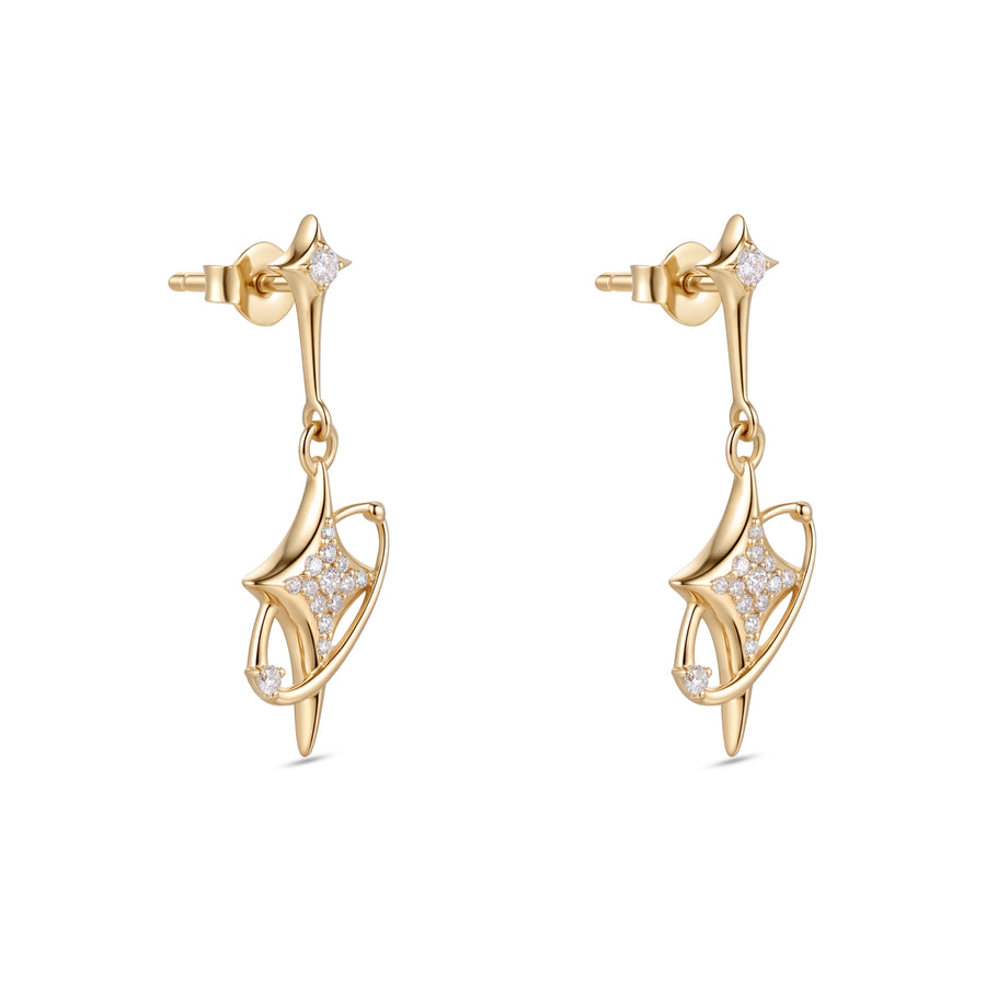 Astria 14K Gold North Star Orbit Earrings with Diamonds