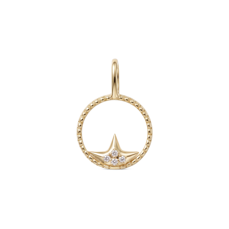 Astria 14K Gold Offset Star Medallion Charm with Diamonds