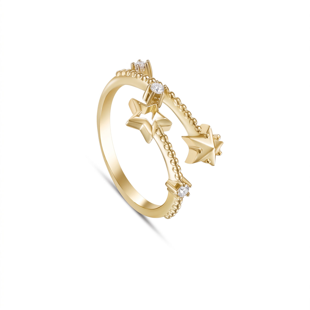 Astria 14K Gold Shooting Star Wrap Ring with Diamonds