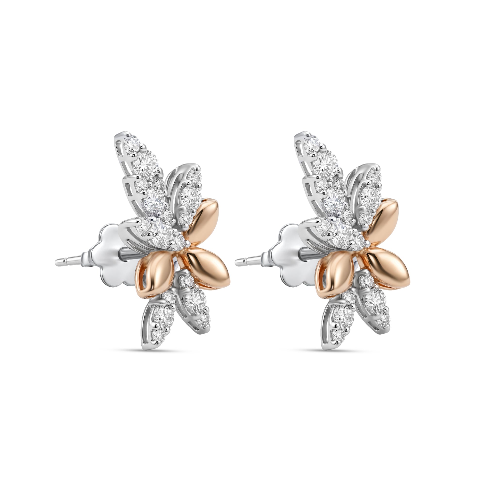 18k White Gold Grace Flowerburst Earrings with Diamonds - B-XLK4539E