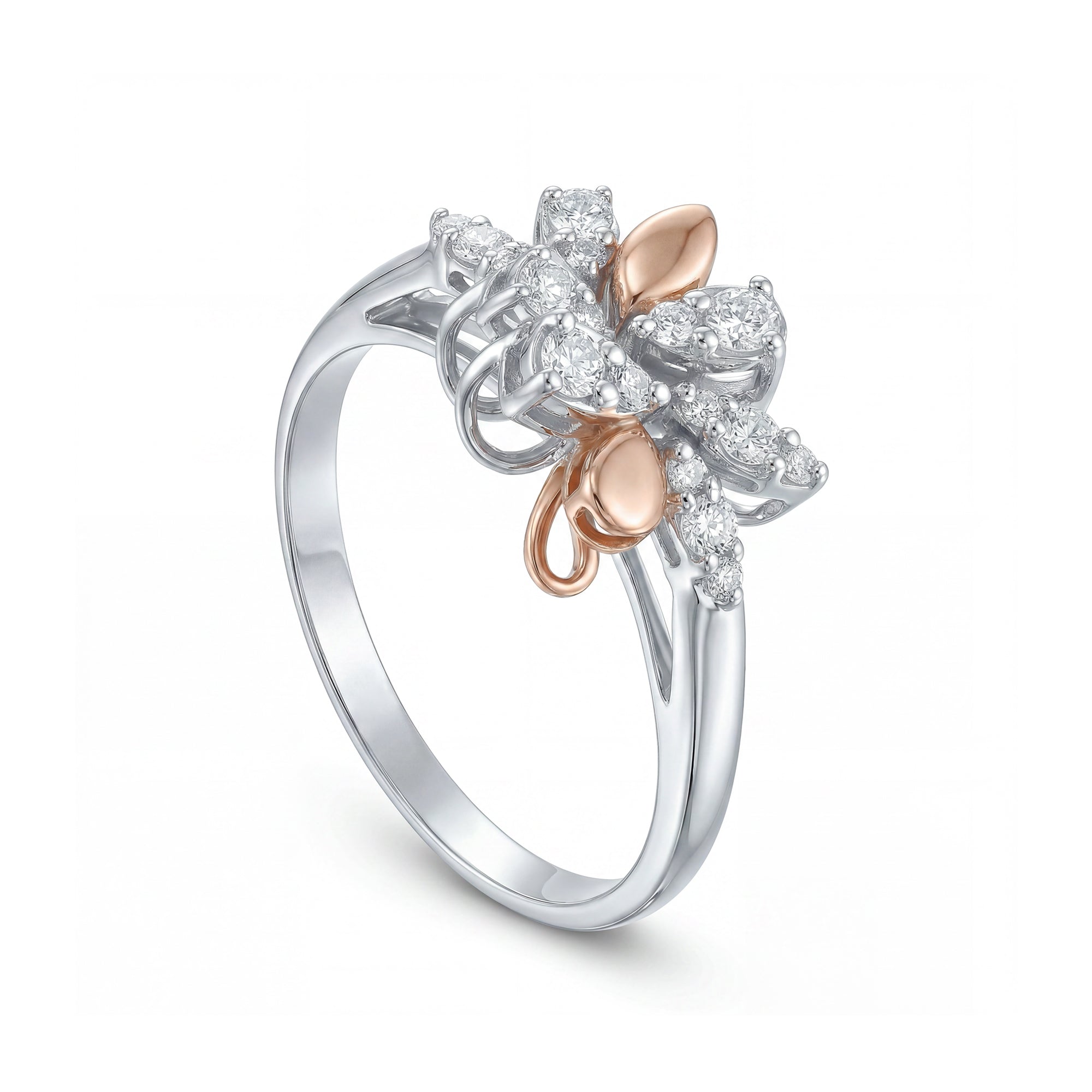 18k White Gold Grace Ring with Marquise Style Diamonds in Cluster Arrangement - B-XLK4568R