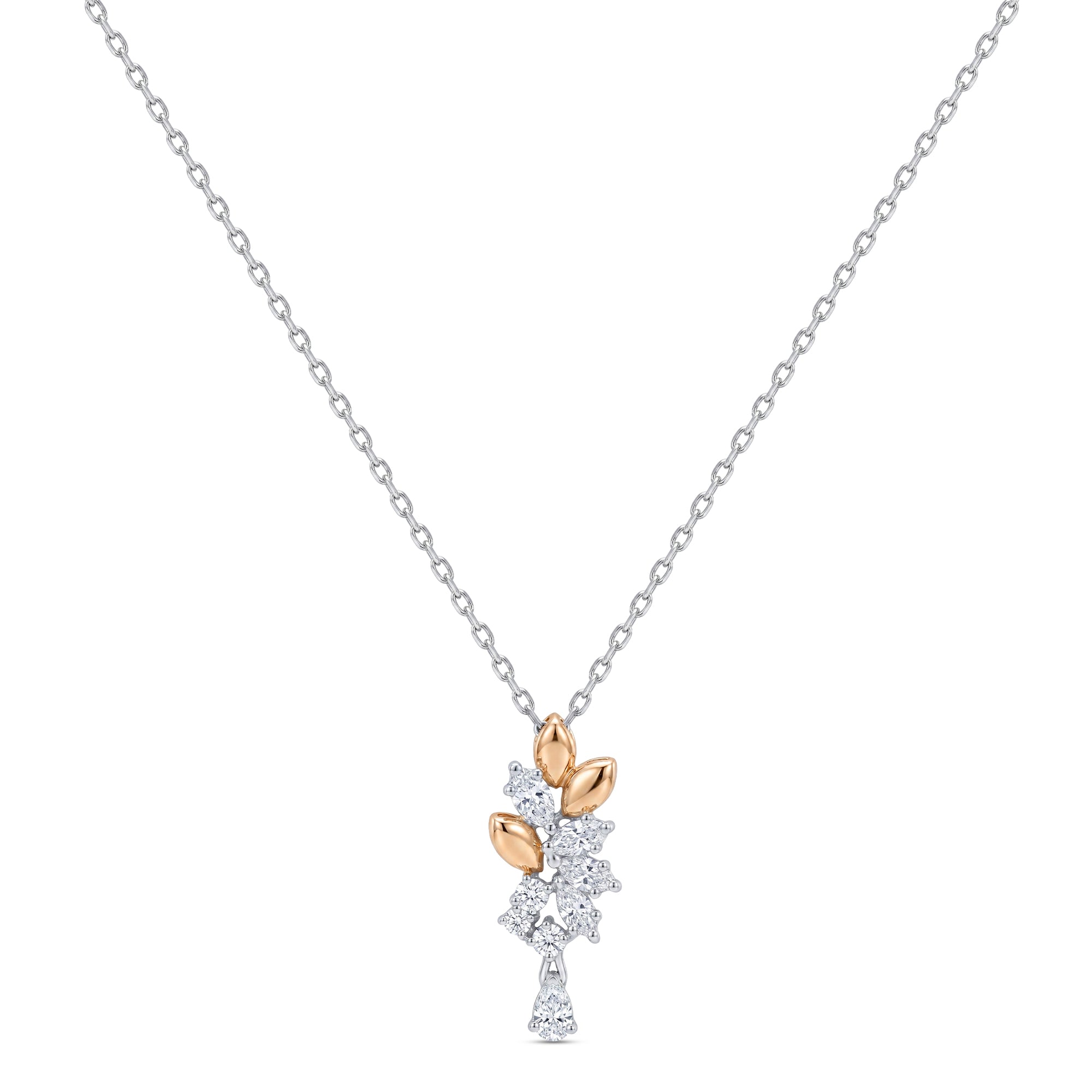 18k White Gold Grace Pendant with Cluster-Style Marquise Diamonds - B-XLK4598P