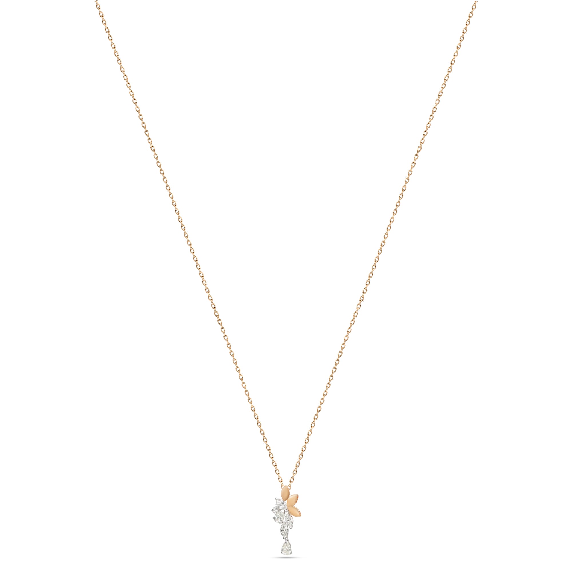 18k Yellow Gold Grace Pendant with Cluster-Style Marquise Diamonds - B-XLK4618P