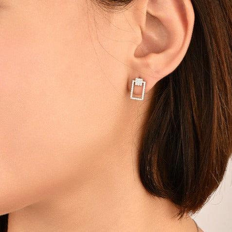 Classic Summer Diamond Square Earring in 18k White Gold S-E210S