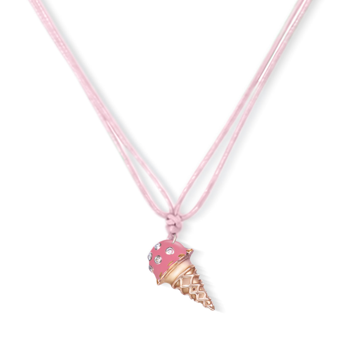 18K Rose Dolato Scoop Cone Diamond Necklace in Strawberry