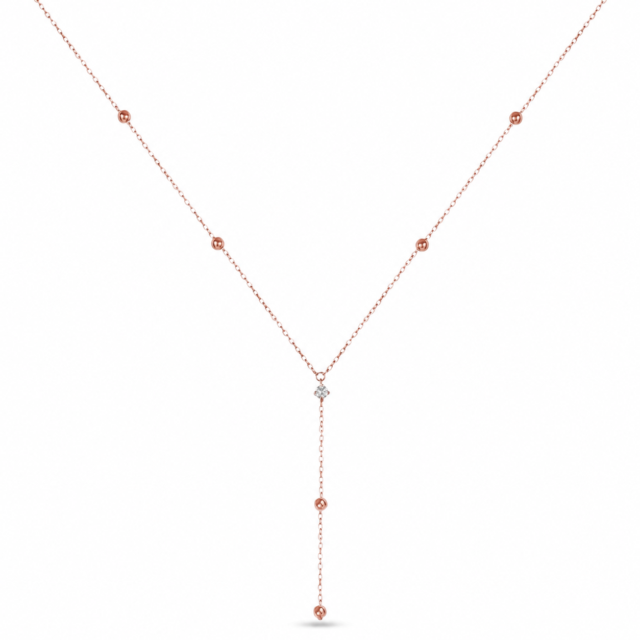 Elegant 18k Rose Gold Drop Diamond Necklace - S-P639S