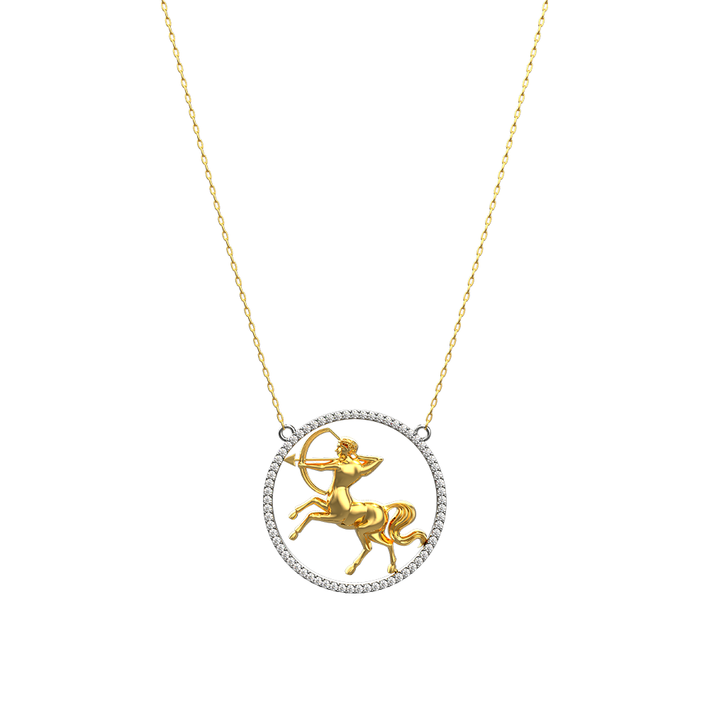 Sagittarius Zodiac Necklace Yellow 18K gold FSPN001D – Siranjewelry