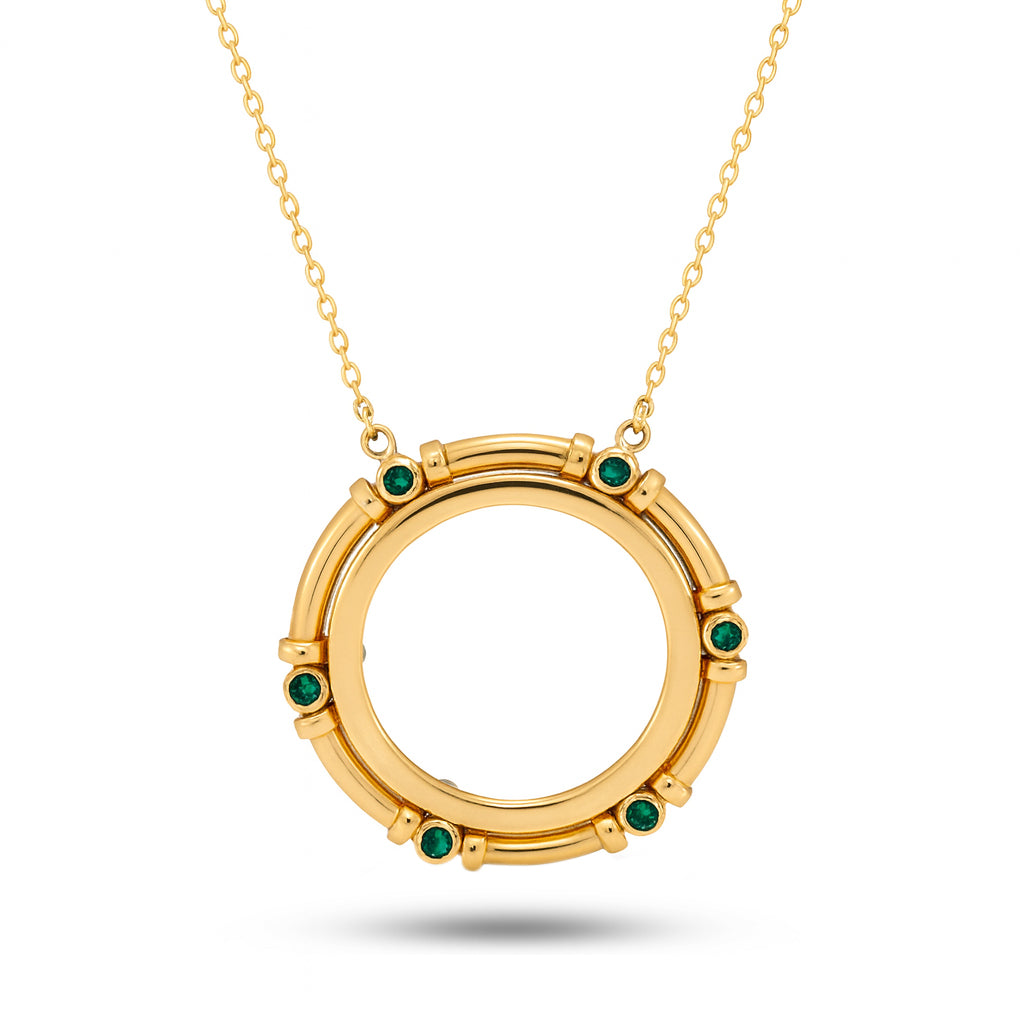 Half Gold Pound Frame Necklace In Yellow 18K Gold S-P444SB