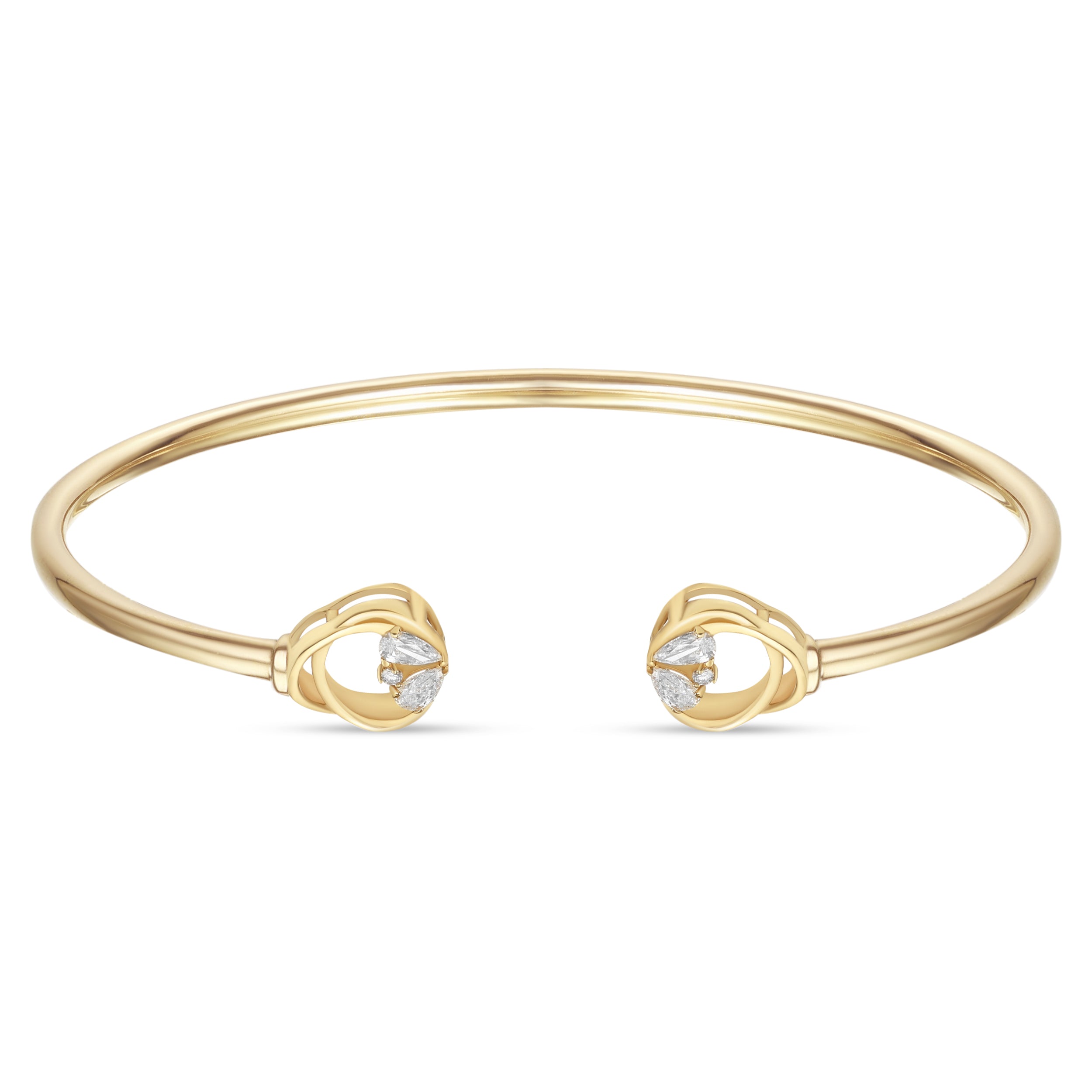 LINEA Circles 18k Yellow Gold Bangle with Pear Diamonds - S-H121BS