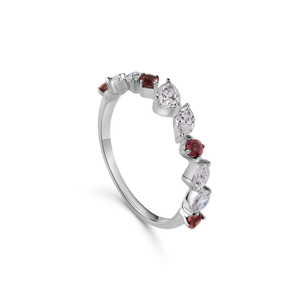Confetti 18k White Gold Diamond Ring and Multi Colored Stones - M-WH005A