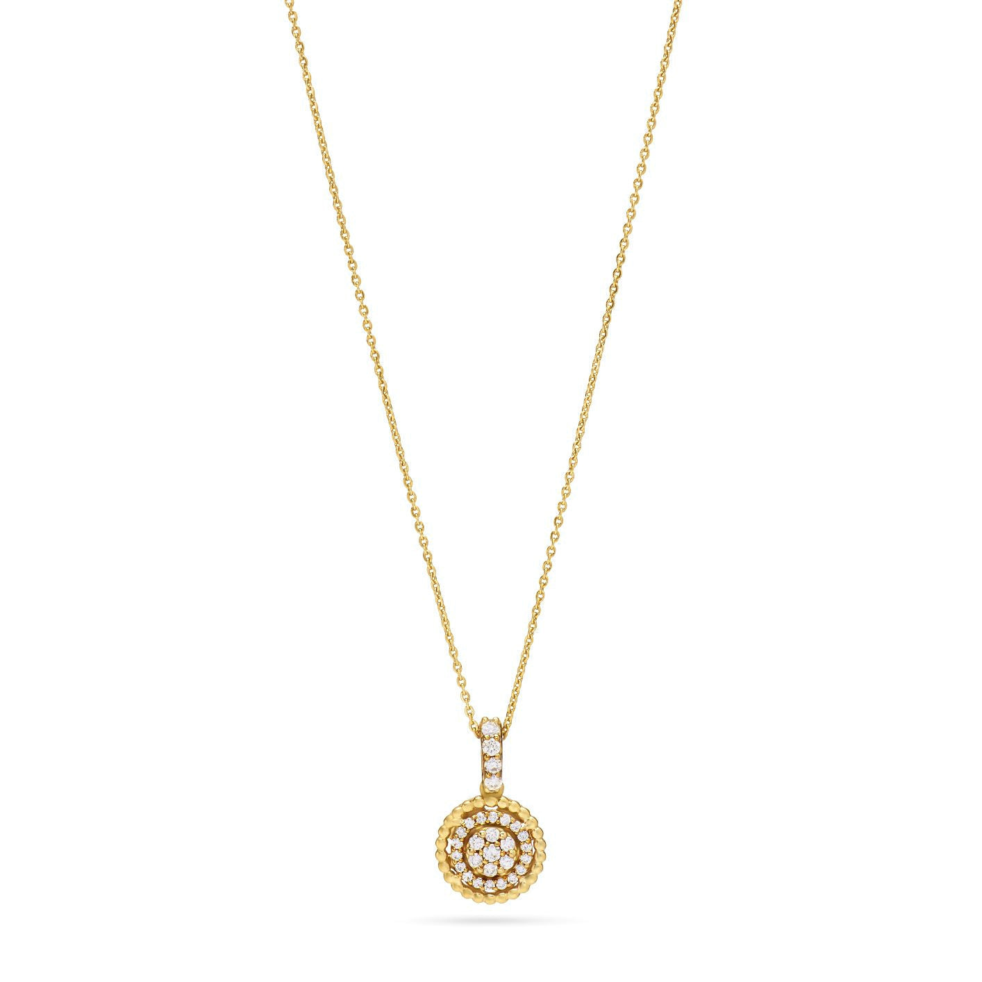 Dangling Round Sun Pendant Necklace in Yellow 18K Gold - SIR1545