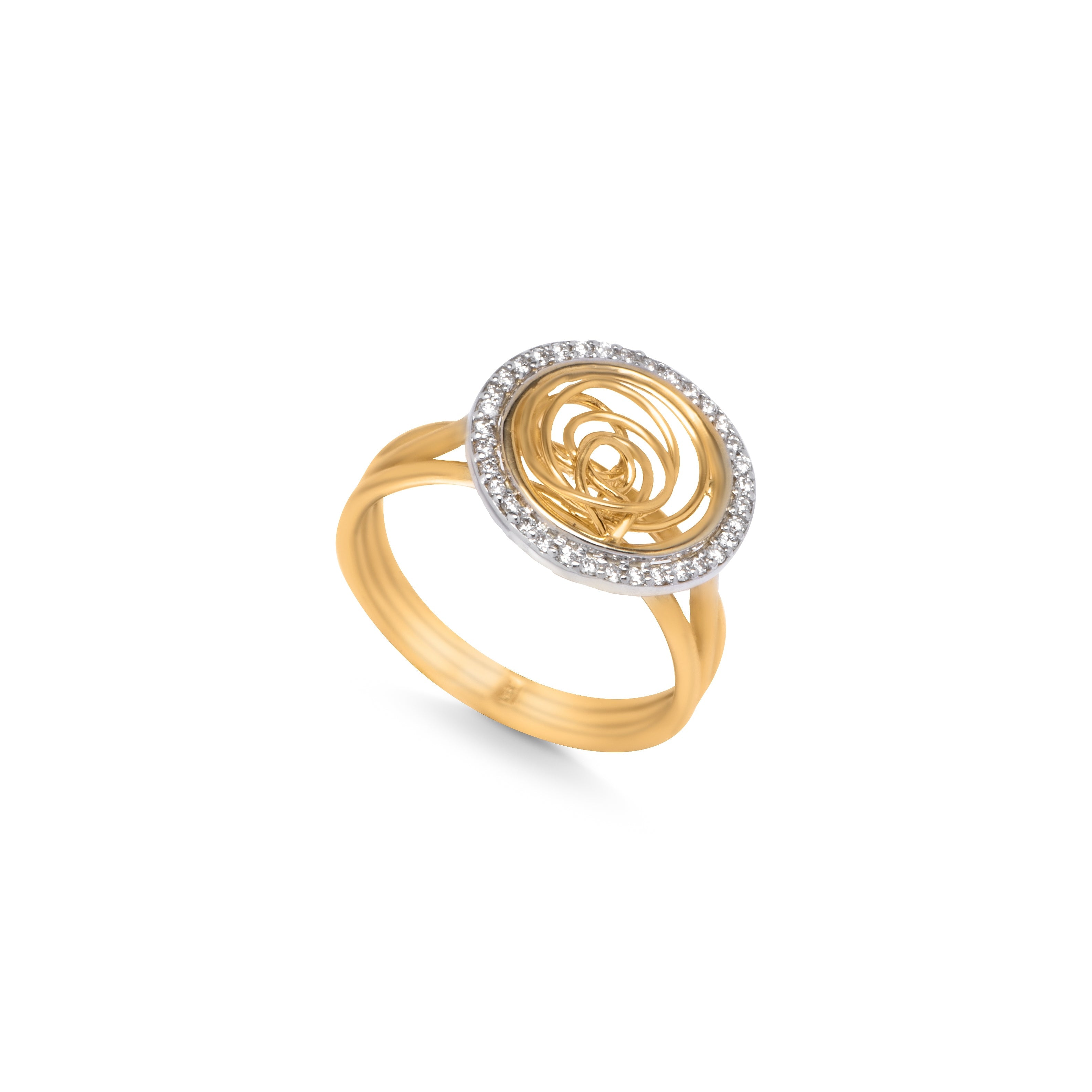 Special offer Spiral Shinny Circle Tirette Diamond Ring in 18K Yellow Gold - S-X13R