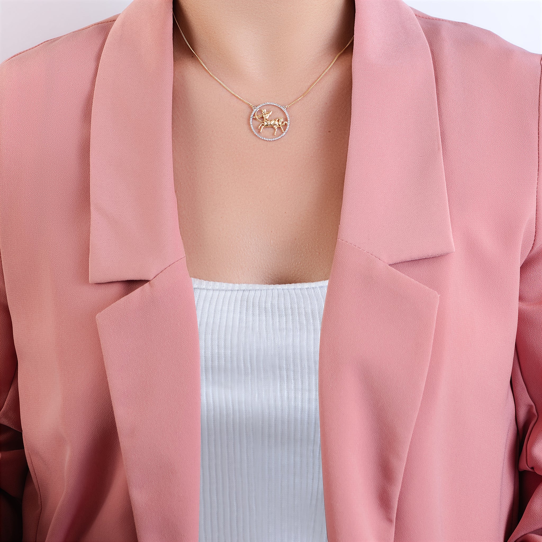 Sagittarius Zodiac Necklace Yellow 18K gold - FSPN001D