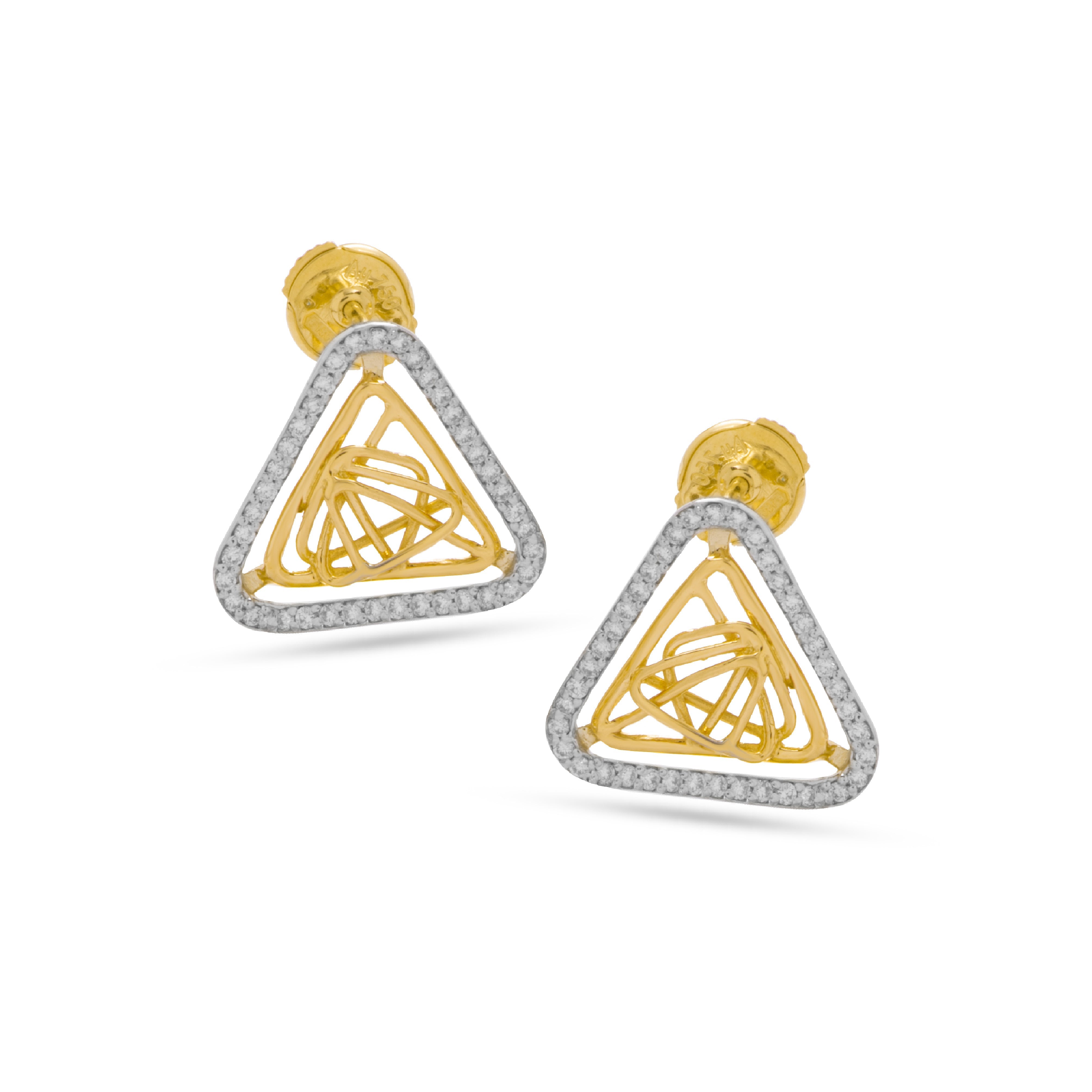 Special offer Diamond Triangular Tirette Earring in Yellow 18K Gold - S-X01E