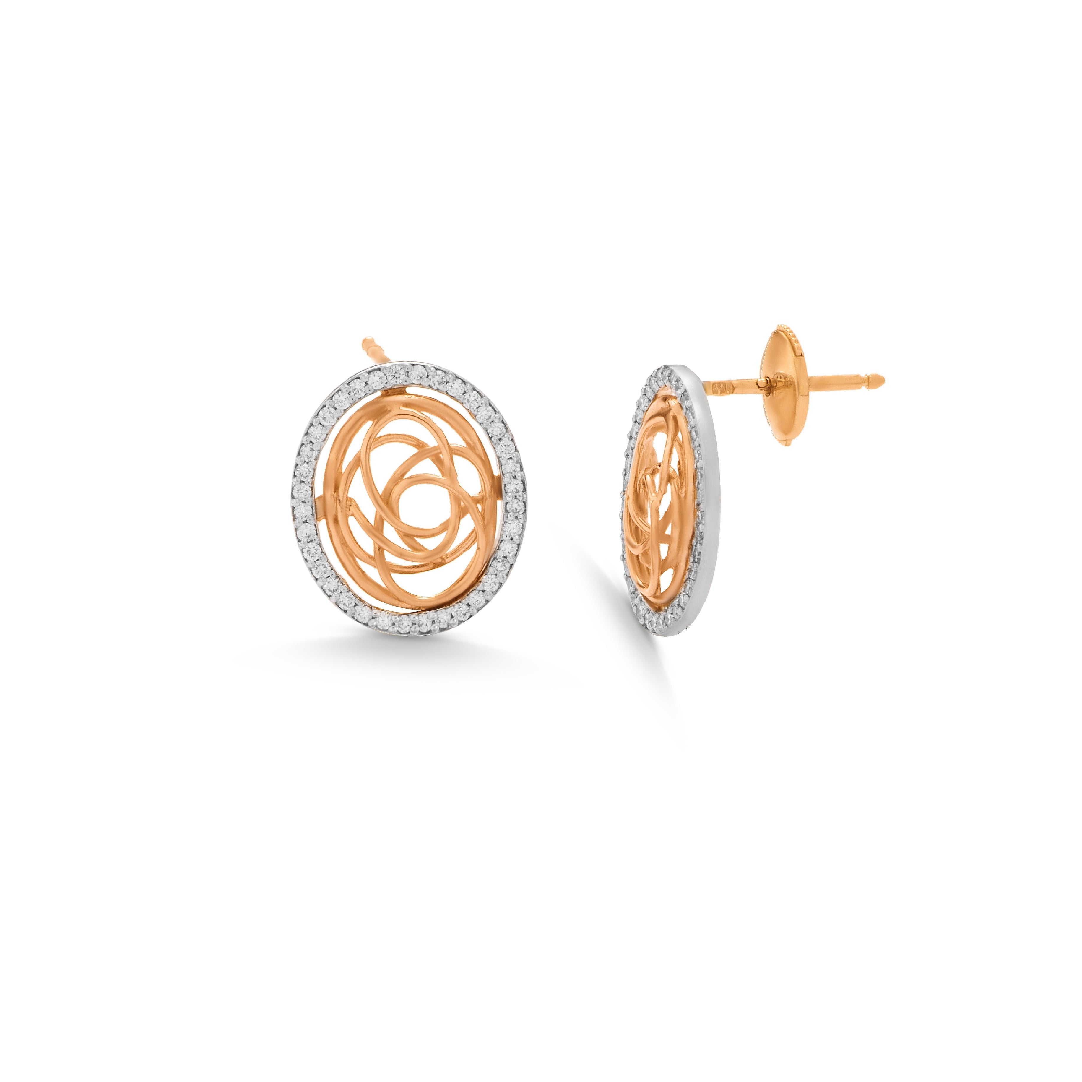 Special offer Tirette Opal Shapped shinny Diamond Earring in Rose 18 K Gold - S-X03E