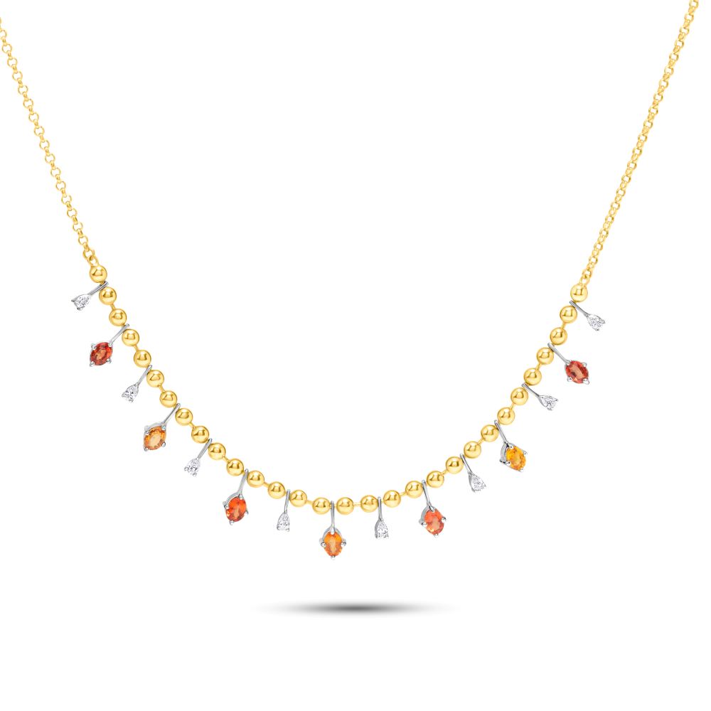Confetti 18k Yellow gold Diamond Necklaces and Multi Colored Stones - S-X223N
