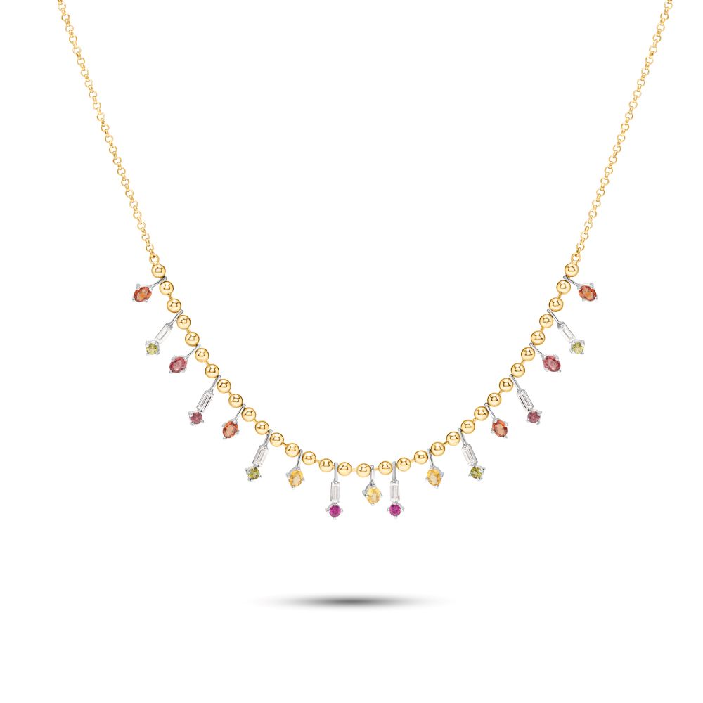 Confetti 18k Yellow gold Diamond Necklaces and Multi Colored Stones - S-X224N
