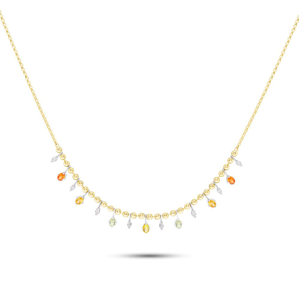 Confetti 18k Yellow gold Diamond Necklaces and Multi Colored Stones - S-X226N