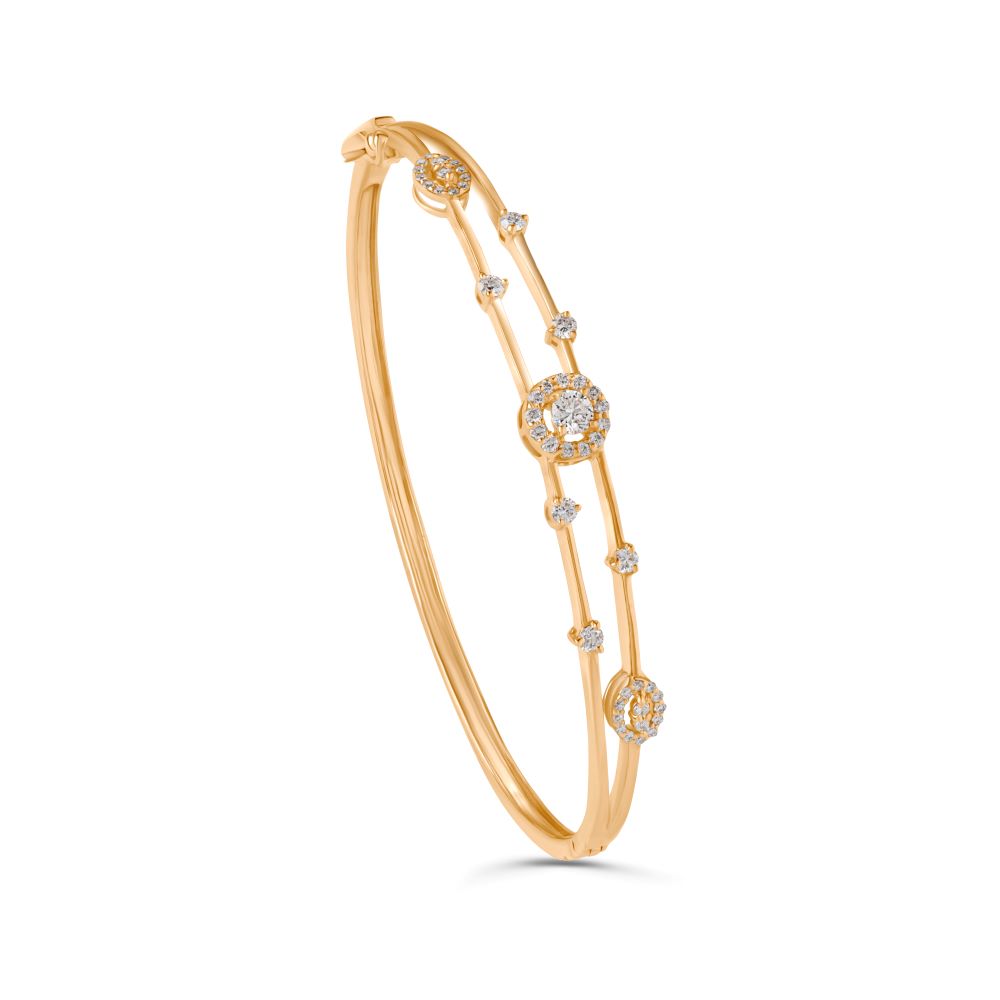 18K Double Layer Yellow Diamond Bangle - S-B305S