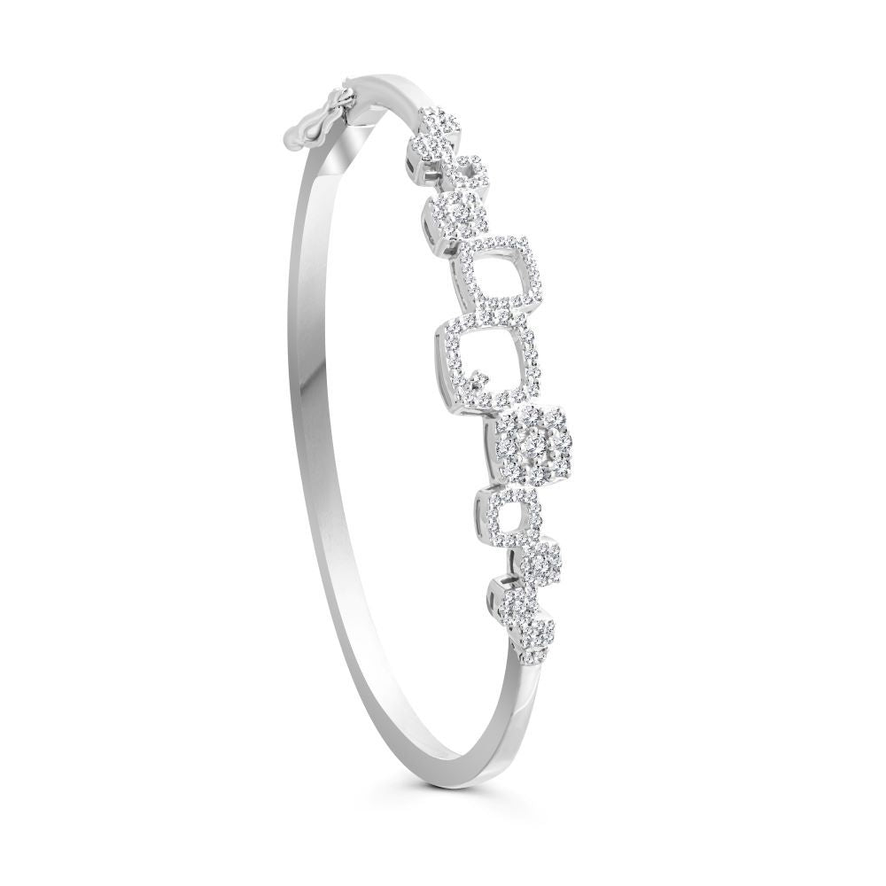 Special offer Geometrical Shaped Precious Bangle in White gold - S-B309S