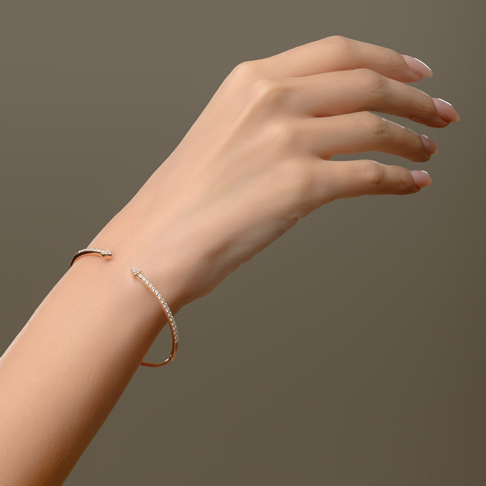 Special offer 18K Rose Opened Arrow Diamond Bangle - S-B57