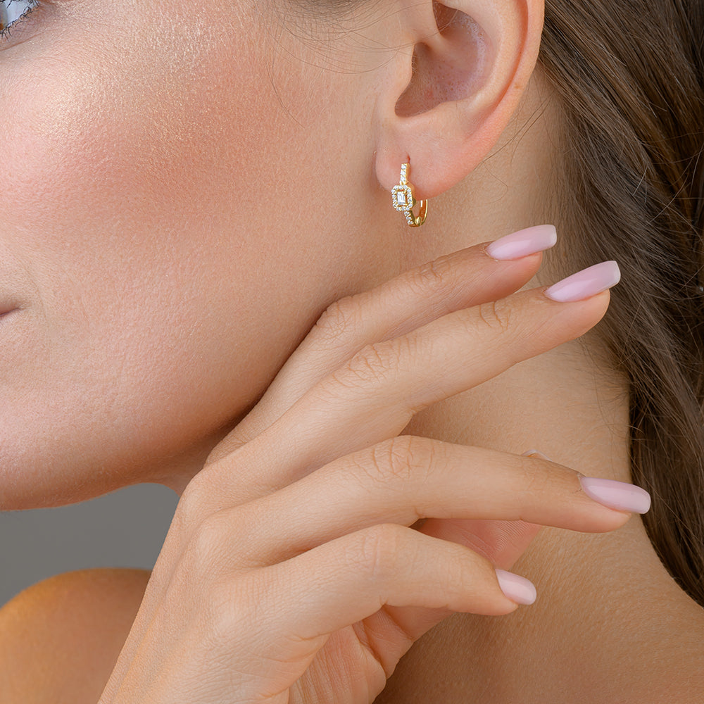 Baguette Diamond Earring in Rose gold - S-E250S