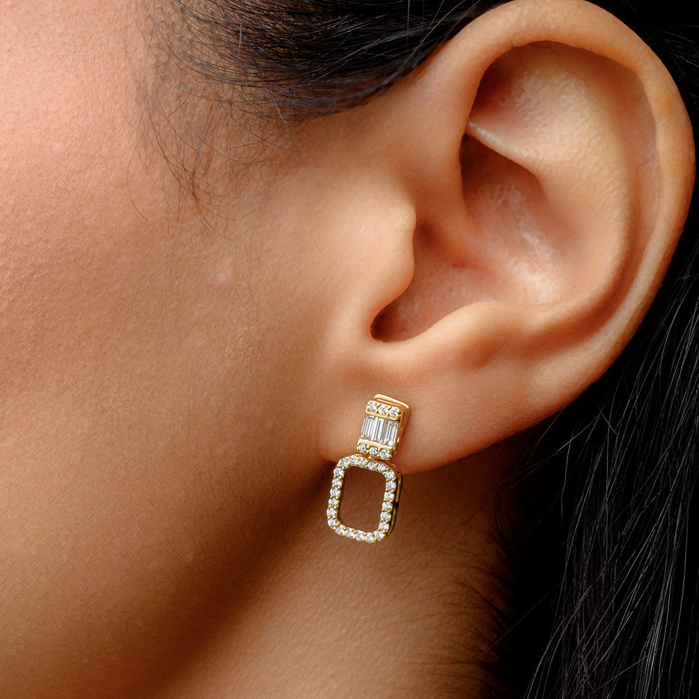 Special offer 18K Yellow Halo Diamond Earrings - S-EN018S