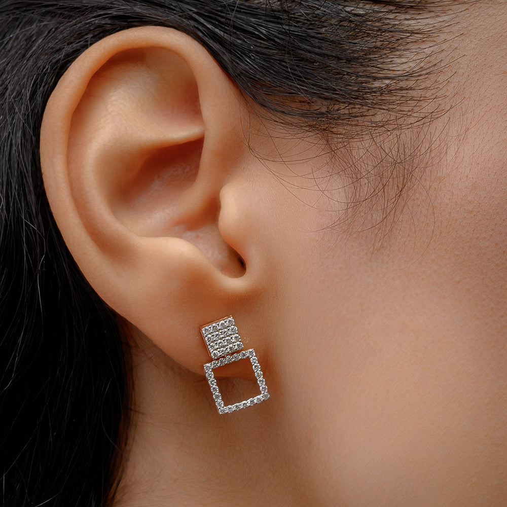 18K Rose Cluster Diamond Earrings - S-EN024S