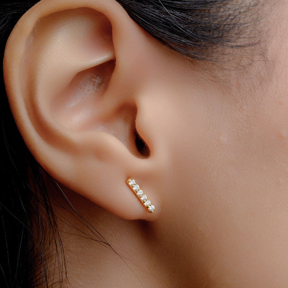 18K Yellow Line Diamond Earrings S-EN110SB – Siranjewelry