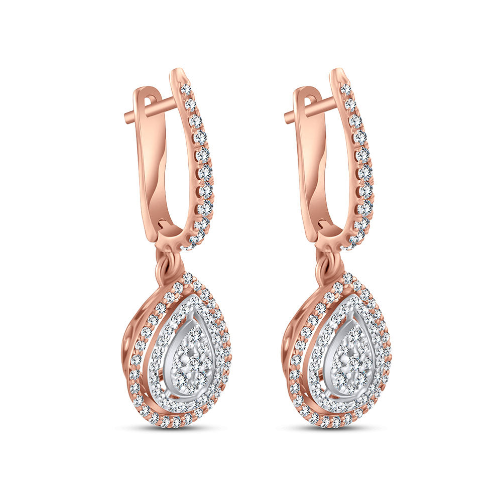 18k Rose gold Diamond Earrings - S-H071ES