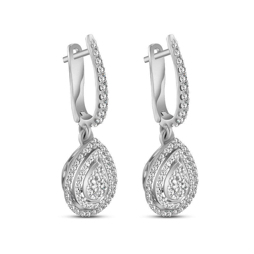 18k White Gold Diamond Earrings - S-H071ES