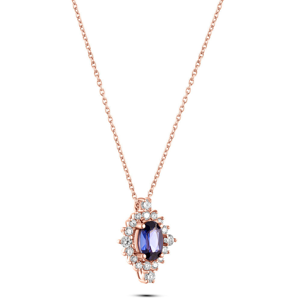 18K Belov'd Diamond Necklace Sapphire Stone - S-H074PS