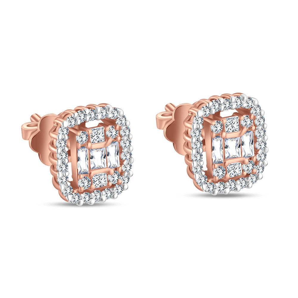 18k Rose gold Diamond Earrings - S-H075ES