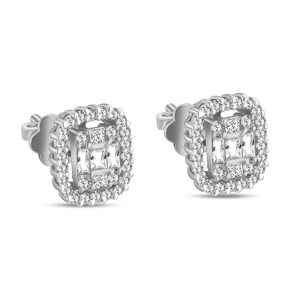 18k White gold Diamond Earrings - S-H075ES