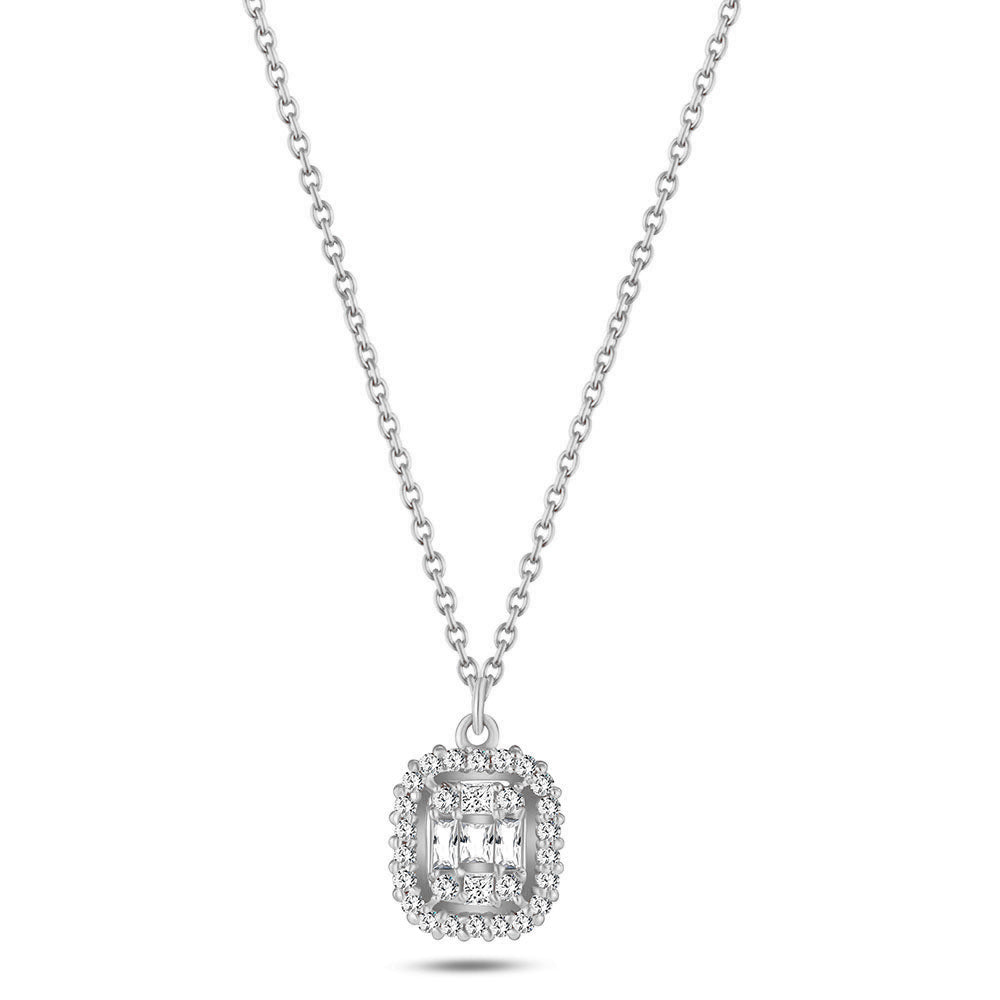 18k White Gold Diamond Necklaces - S-H075PS