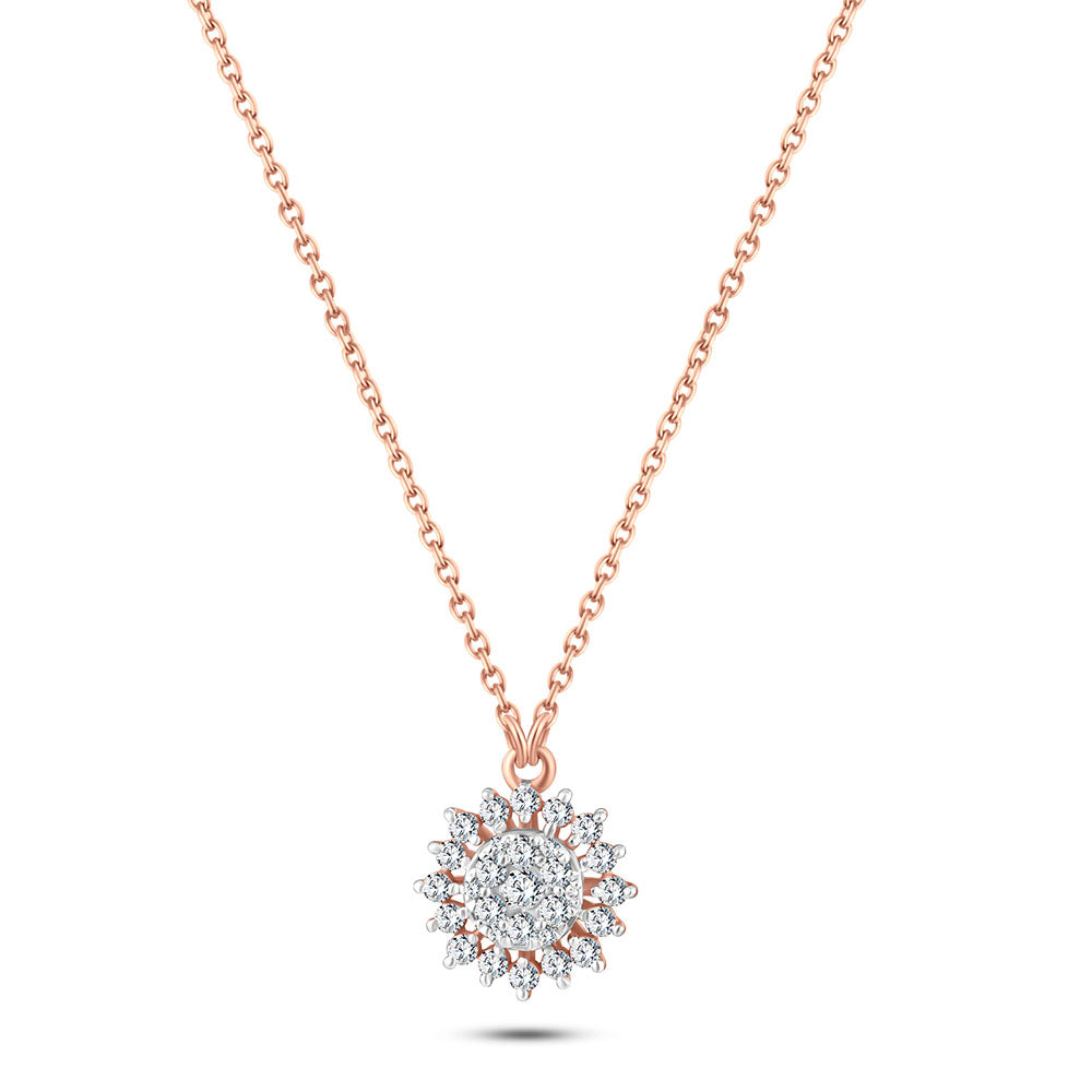18k Round shaped gold Diamond Necklaces - S-H076PS