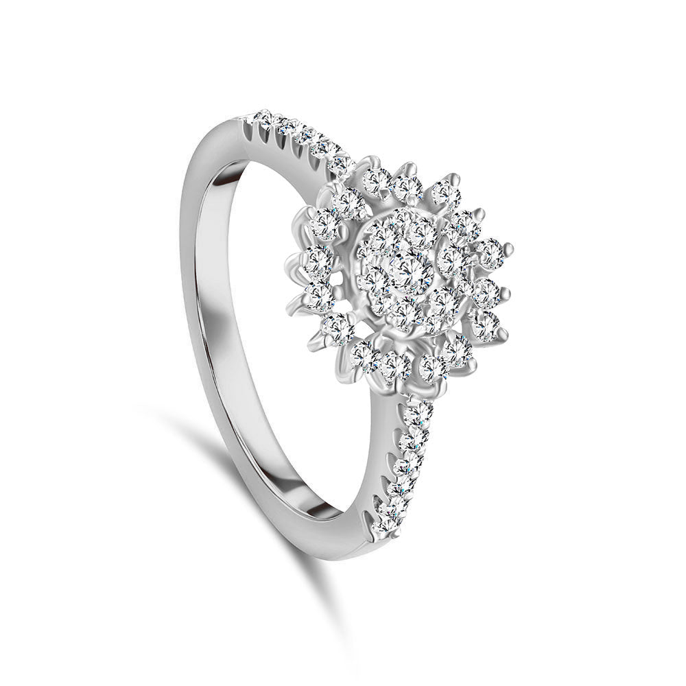 18k White gold Diamond Rings - S-H076RS